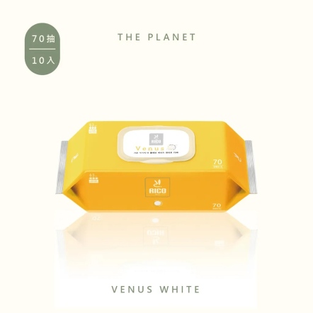 RICO baby 星球系列特厚款濕紙巾金星白(Venus White-70抽)-10入