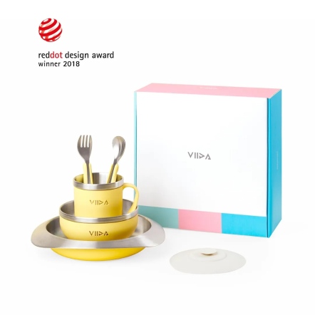 VIIDA 抗菌不鏽鋼餐具旗艦組-萊姆黃