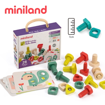 西班牙 Miniland ECO小手大腦螺絲組12入(24件)