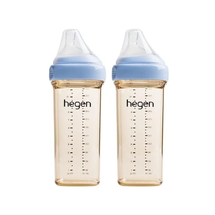 hegen金色奇蹟PPSU多功能方圓型寬口奶瓶330ml(雙瓶組) - 沁藍