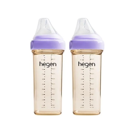 hegen金色奇蹟PPSU多功能方圓型寬口奶瓶330ml(雙瓶組) - 漾紫
